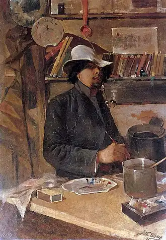 Zelfportret met pijp, 1883, Van Goghmuseum, Amsterdam