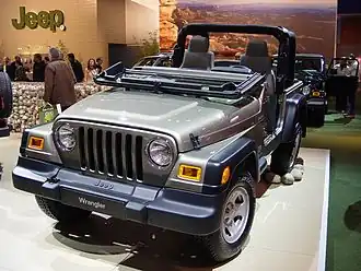 Jeep Wrangler tweedeurs cabrio op het Autosalon van Brussel 2006