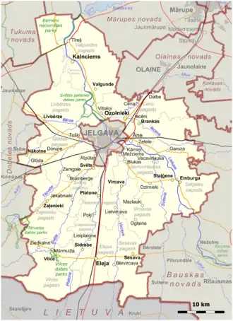 Kaart van Jelgavas novads