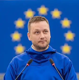 Jens-Frederik Nielsen bij een toespraak in het Europees Parlement in oktober 2025
