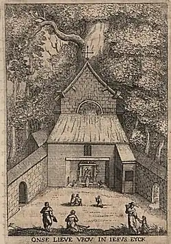 Jezus-Eik in het midden van de 17e eeuw (afbeelding uit Chorographia Sacra Brabantiae)