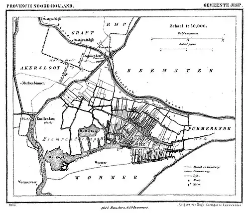 Kuypers Gemeente Atlas 1865-1870. Gemeente Jisp 1866
