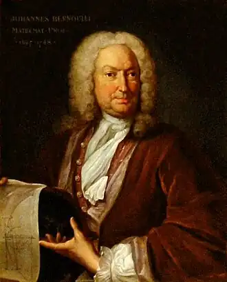 Portret van Johann Bernoulli, geschilderd door Johann Rudolf Huber, ca. 1740. Universiteit van Basel, Inv. A 97.