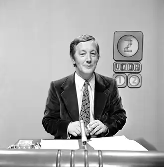 Joop Koopman als presentator van Twee voor Twaalf