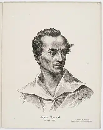 Portret van Słowacki door Barwicki.