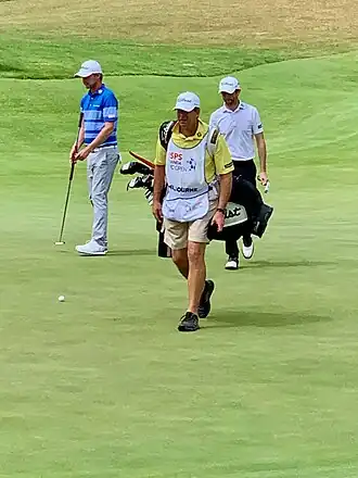 Harding (samen met zijn caddy Allan Burns) in 2019