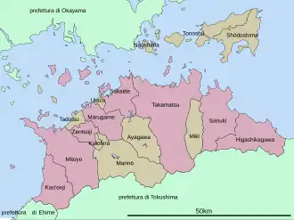 Kaart van de prefectuur Kagawa