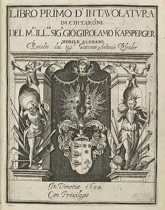 Het eerste uitgegeven werk van Kapsberger