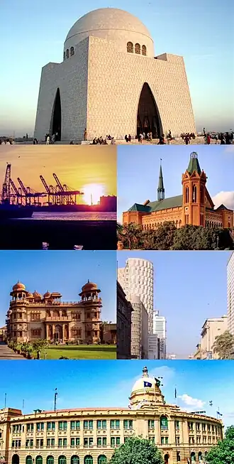 Een collage van Karachi