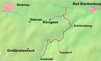 Spoorlijn Rottenbach - Katzhütte op de kaart