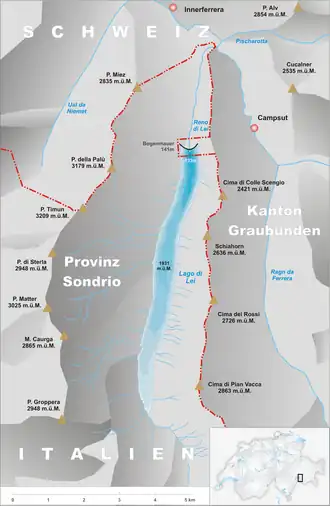 kaart van het Lago di Lei