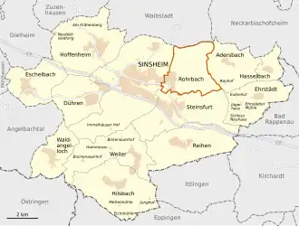 Locatie van Rohrbach in de gemeente