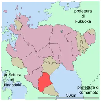 Situering van Kashima in de prefectuur  Saga