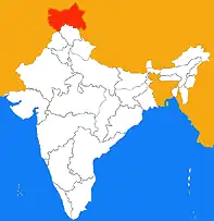 De locatie van de regio Kasjmir.