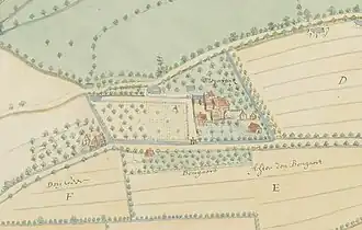 Kasteel Meinerswijk op een kaart uit 1653