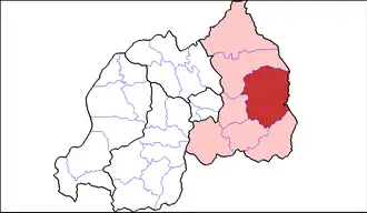 Locatie van Kayonza binnen de provincie Oost