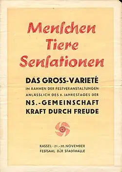 Aankondiging van KdF voor een variété-avond