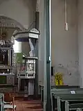 Interieur dorpskerk te Garlipp (2, kansel)