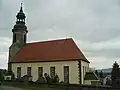 Evang.-lutherse dorpskerk (1713) te Waltersdorf