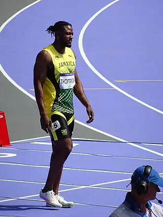 Kishane Thompson tijdens de OS van 2024, Parijs.