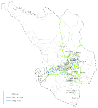 Kaart van Groot Kuala Lumpur (Klang Valley)