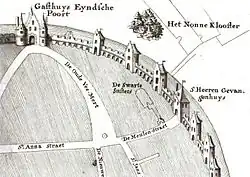 Het Nonneklooster buiten de stadsmuren in 1350