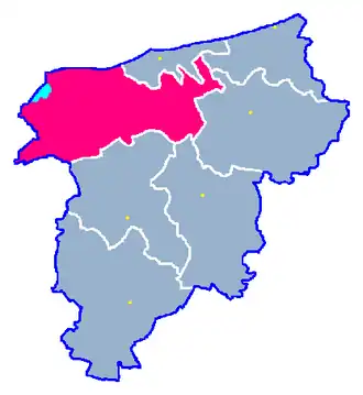 Ligging van de gemeente binnen de powiat