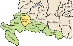 Locatie van Bjelovar-Križevci  / Belovár-Kőrös / Belovár-Kreutz
