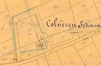 Kolverenschans op kadasterkaart uit 1813