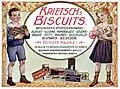 Reclame (1908) van de niet meer bestaande koekjesfabriek