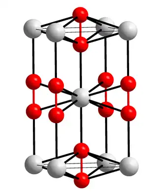 Kristalstructuur van calciumcarbide■&nbsp;Ca2+■&nbsp;C22−