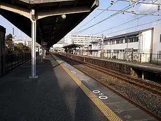 De perrons van het station.