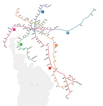Metrokaart van Kunming (eind 2022)