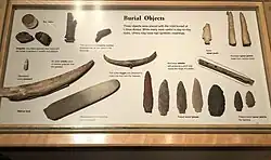 Tentoongestelde grafvondsten uit de grafheuvel van L'Anse Amour