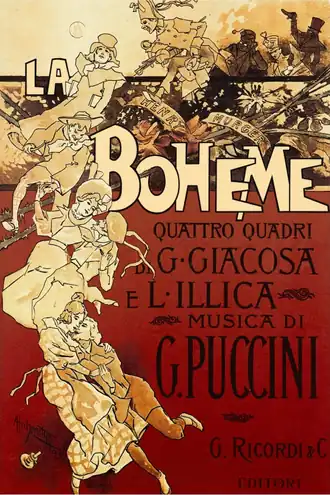 Poster voor La bohème door Adolf Hohenstein (1896)