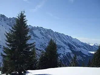 Zicht op de Aiguilles Rouges vanaf le Grand Balcon Sud