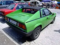 Lancia Beta Montecarlo (1975-1978), achteraanzicht met de volle achtervleugels