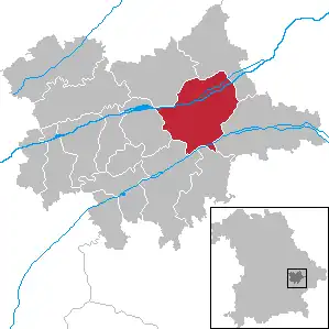 Kaart van Landau an der Isar