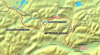 Bayerische Zugspitzbahn op de kaart