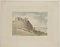 Landscape with mansion set upon a cliff