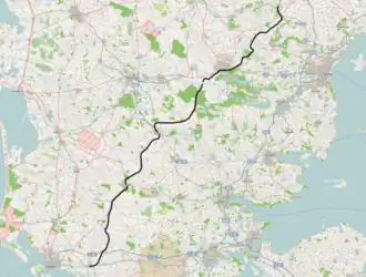 Spoorlijn Langå - Bramming op de kaart