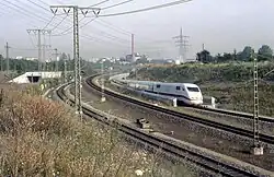 De ICE-Sprinter van Frankfurt naar München, in de buurt van Stuttgart