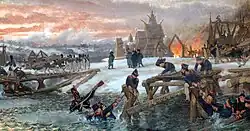 Anno 1812. Kapitein Benthien aan de Beresina, 1859-1869 (?). Olieverf op doek. Amsterdam Museum.