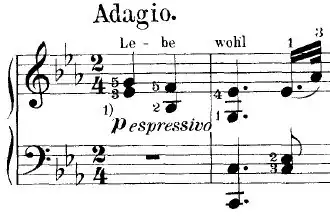 De eerste maten van het eerste deel: Adagio - Allegro