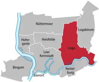 Ligging van Loga in de gemeente Leer