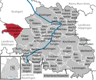 Kaart van Leinfelden-Echterdingen