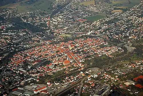 De stad vanuit de lucht