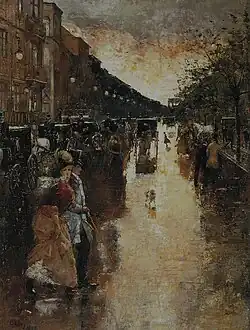 Unter den Linden na de regen, 1888