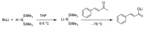Enolaatvorming met lithiumbis(trimethylsilyl)amide