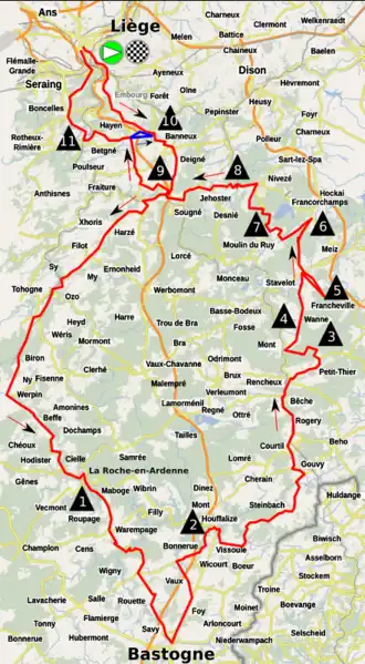 Routekaart van de Luik-Bastenaken-Luik 2019